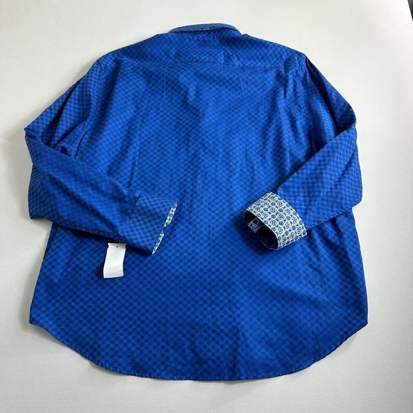 New Robert Graham Limited Edition Delvin Navy Blue Button Up Shirt Flip Cuff 3XL - Picture 2 of 10